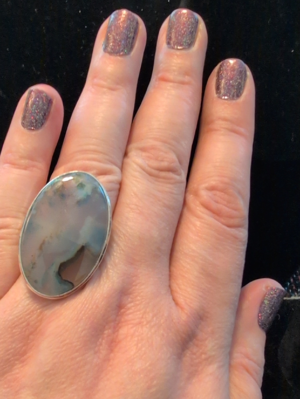 Oval Shaped Stick Agate Ring